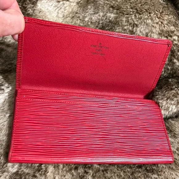 Rare Louis Vuitton Red Epi Porte Yen 3 Cartes Credit Bifold Long Wallet- Amazing - Picture 7 of 10